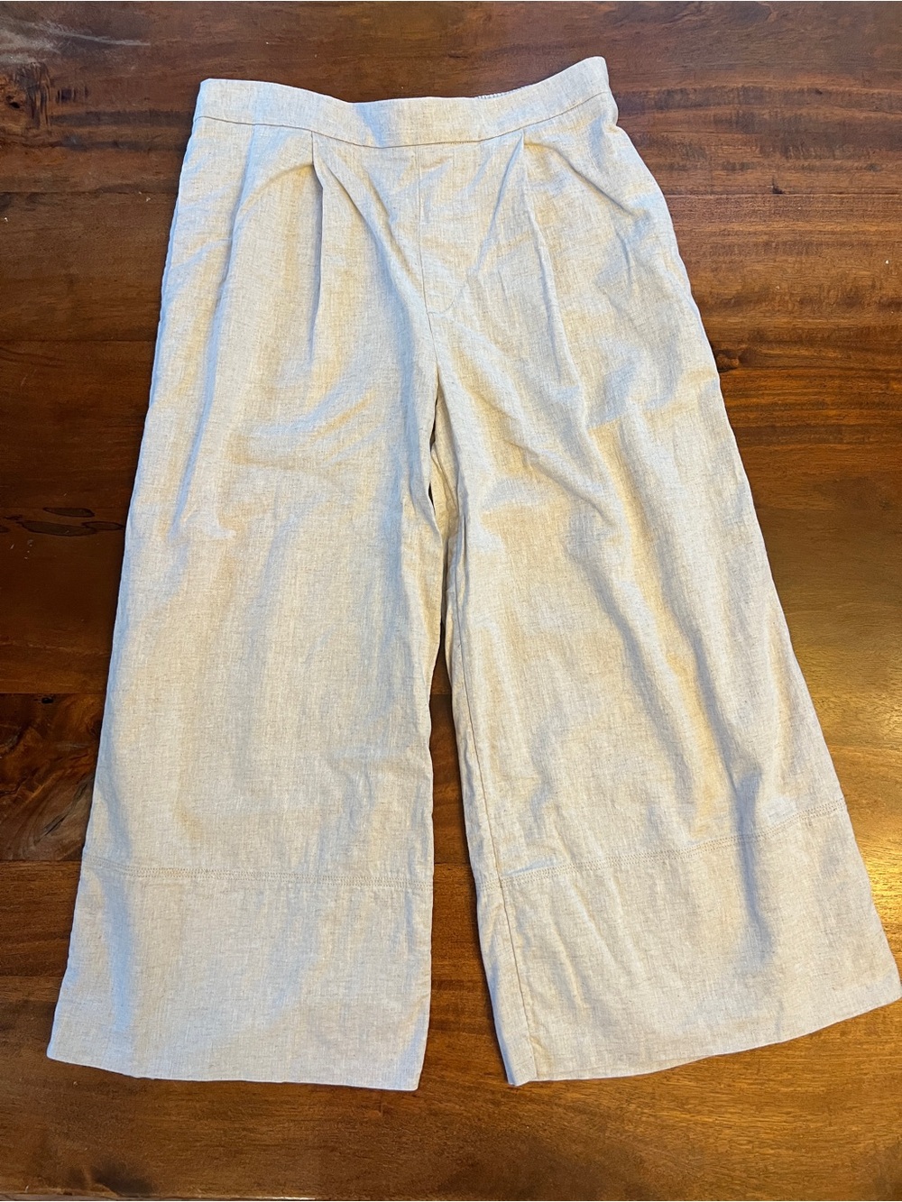 Banana Republic Women’s Linen Blend Wide-Leg Pants High Rise Pleated Beige M
